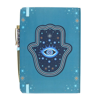 Hand of Hamsa A5 Notebook with Crystal Chip Pen