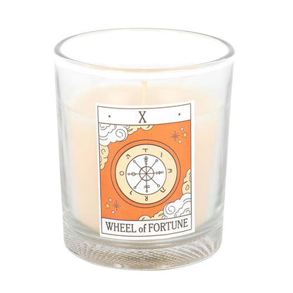 The Wheel of Fortune Vintage Tarot Orange Candle
