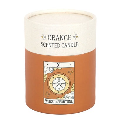 The Wheel of Fortune Vintage Tarot Orange Candle